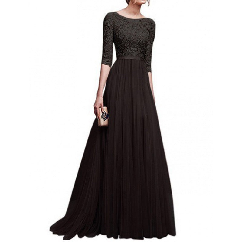Damen Abendkleid Spitze Voluminöser Rock Norvielle