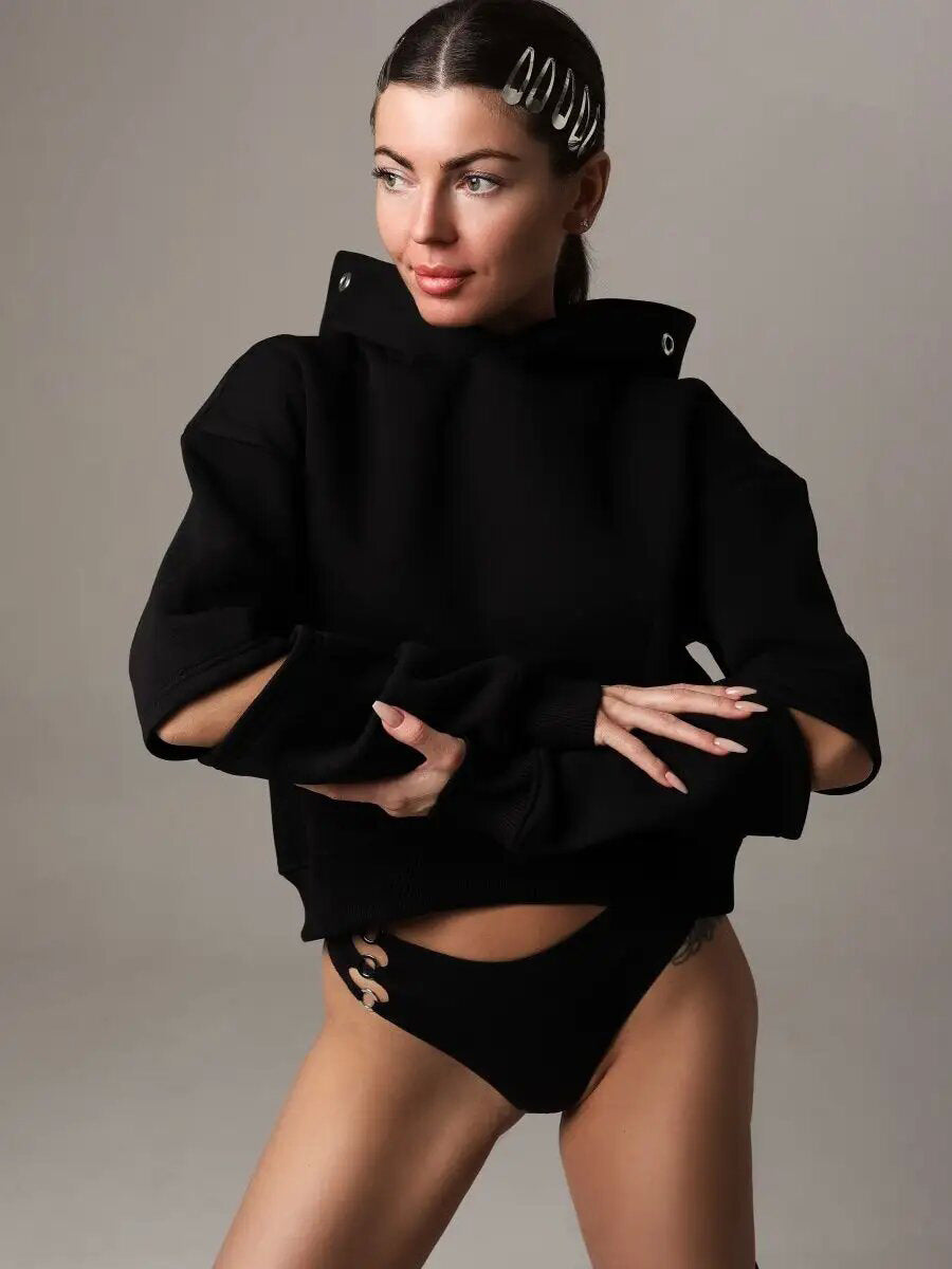 Damen Cropped Hoodie Kapuze Lässig Norvielle