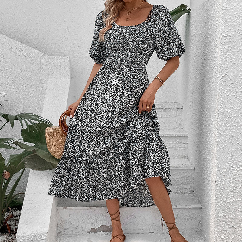 Damen Maxikleid Skulpturaler Rückenausschnitt Voluminöse Ärmel