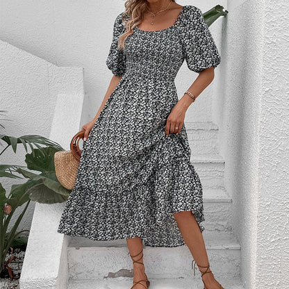 Damen Maxikleid Skulpturaler Rückenausschnitt Voluminöse Ärmel