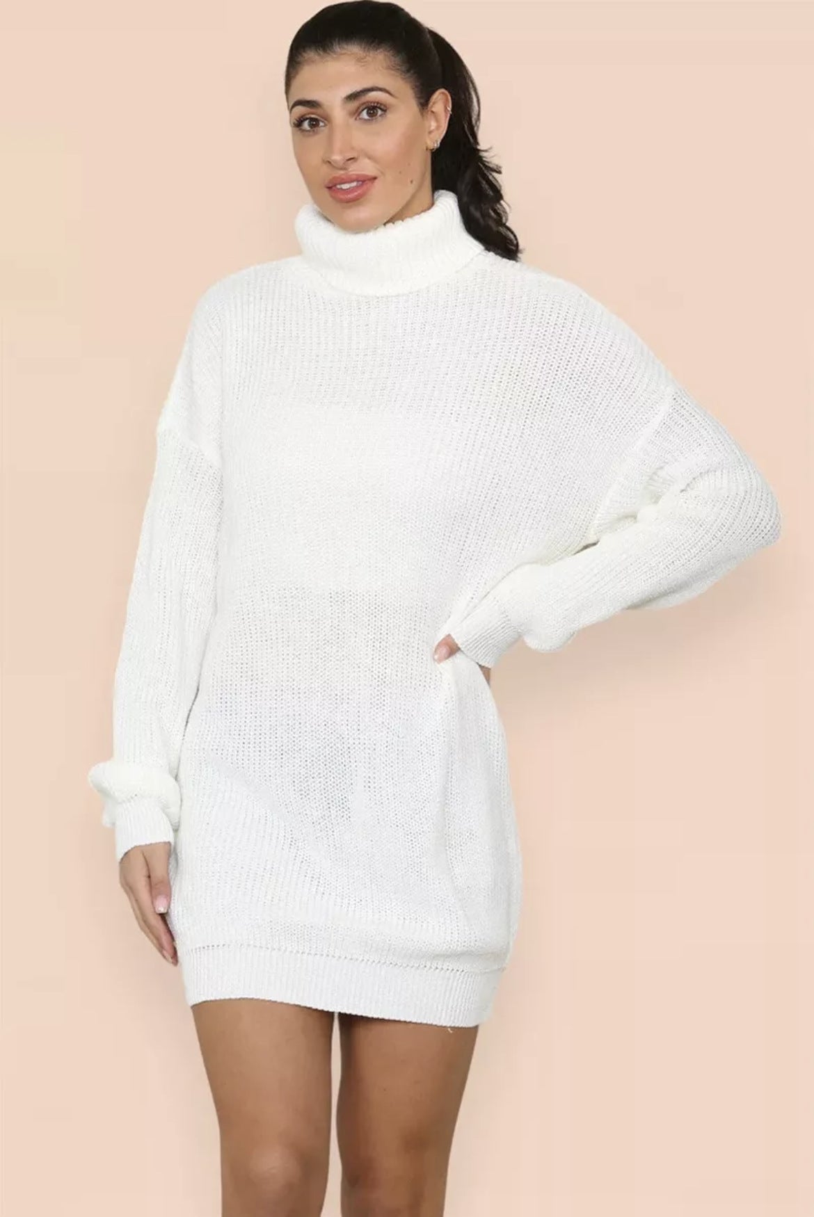 Damen Strickkleid Rollkragen Lässig Norvielle