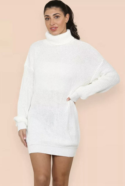 Damen Strickkleid Rollkragen Lässig Norvielle