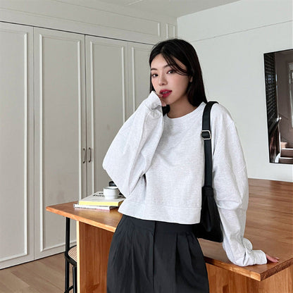 Damen Cropped Pullover Ballonärmel Norvielle