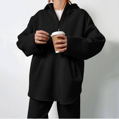 Damen Fleece-Jogginganzug Oversized Reißverschluss Norvielle
