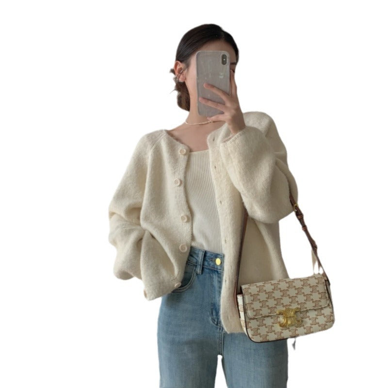 Damen Cardigan Weit Norvielle Baumwolle Beige