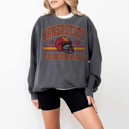 Damen Oversized Sweatshirt Football-Motiv Norvielle