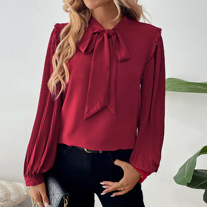 Damen Bluse Rüschen Schleifenakzent Norvielle - Norvielle