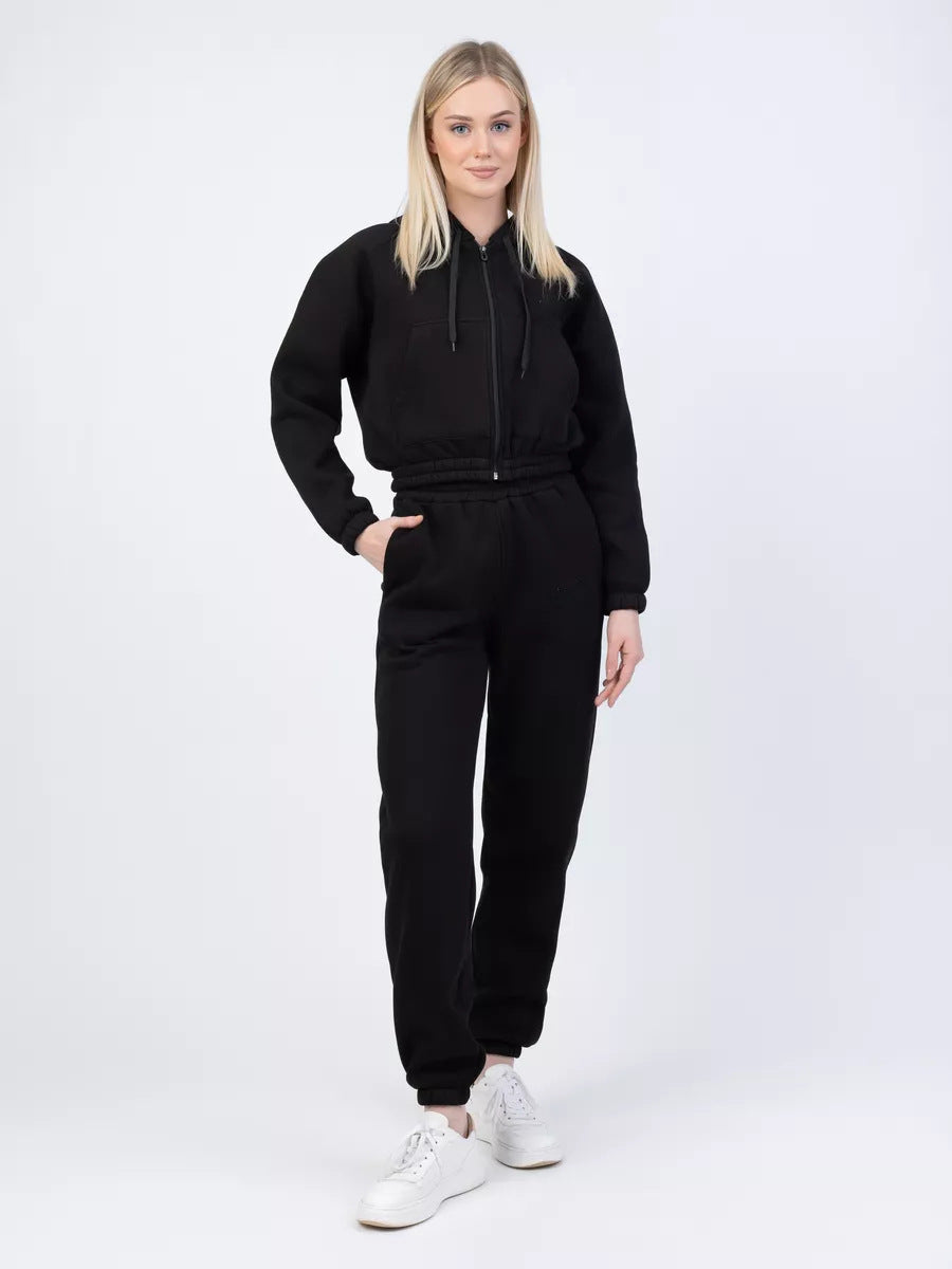 Damen Fleece-Pullover Set mit Jogginghose elastisch