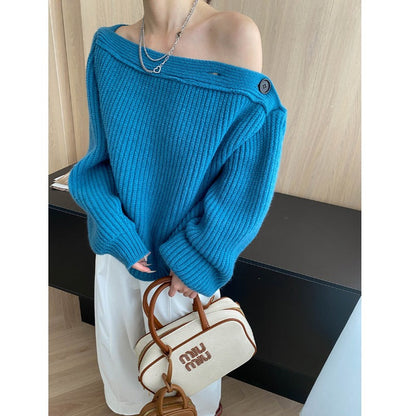 Damen Strickpullover Eleganter Überhang Norvielle