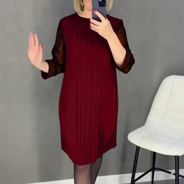 Damen Maxikleid Elegant Faltenwurf Durchsichtige Ärmel Norvielle