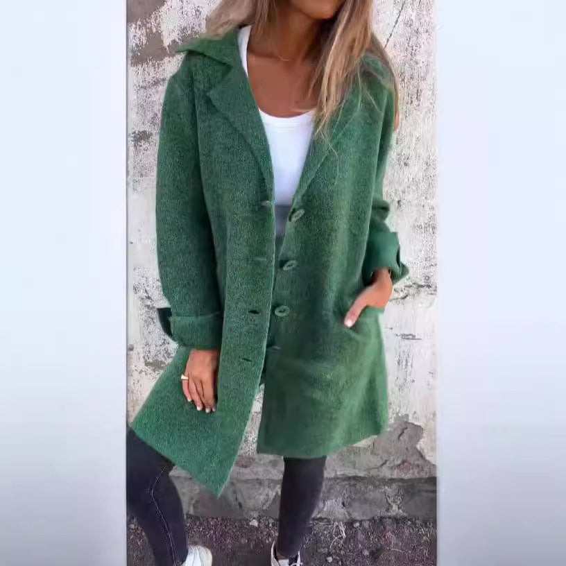 Damen Wolljacke Oversize Lang