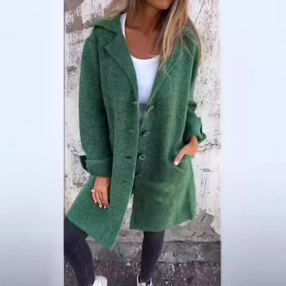 Damen Wolljacke Oversize Lang