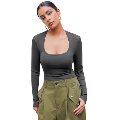 Damen Langarmshirt Rundhalsausschnitt Rippstruktur Norvielle