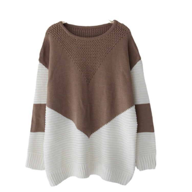 Damen Strickpullover Zickzackmuster Strukturierte Ärmel