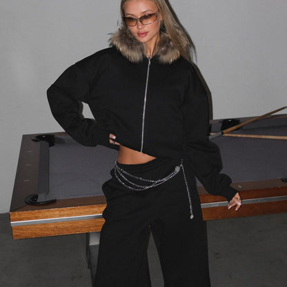 Damen Oversized Hoodie Reißverschluss Taschen Norvielle
