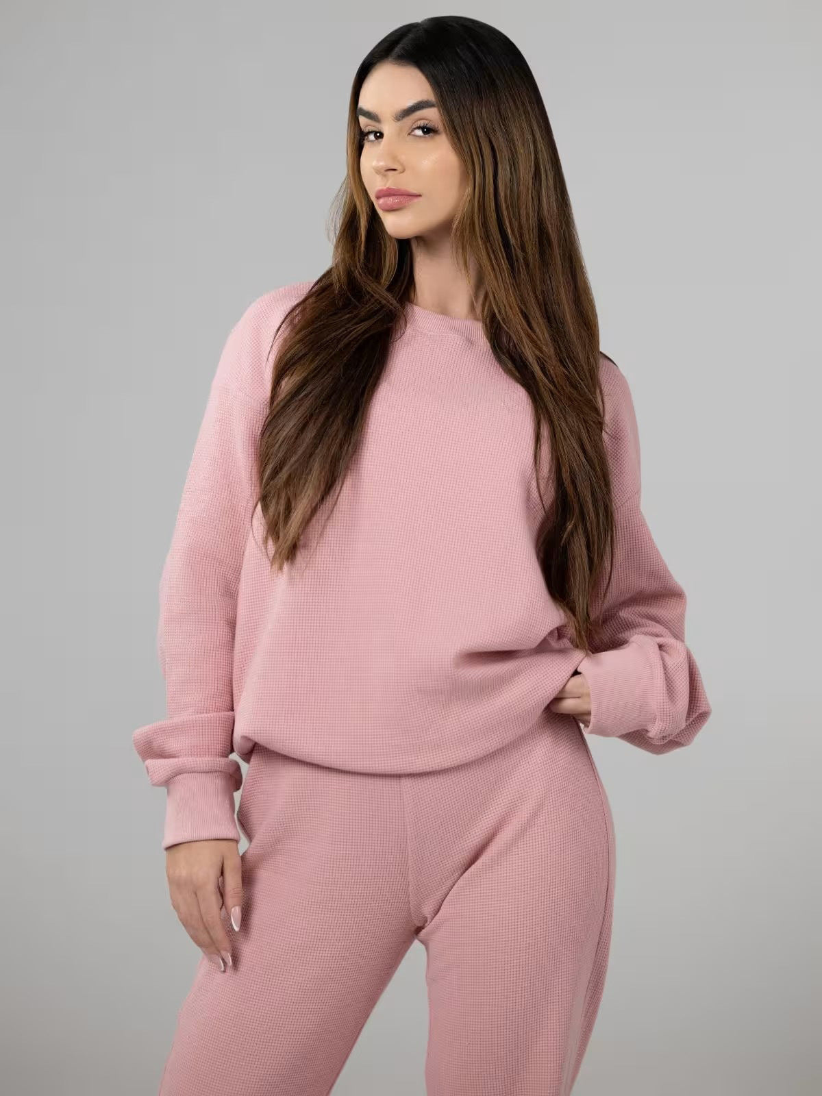 Damen Freizeit-Set Waffelstruktur Bequem Norvielle