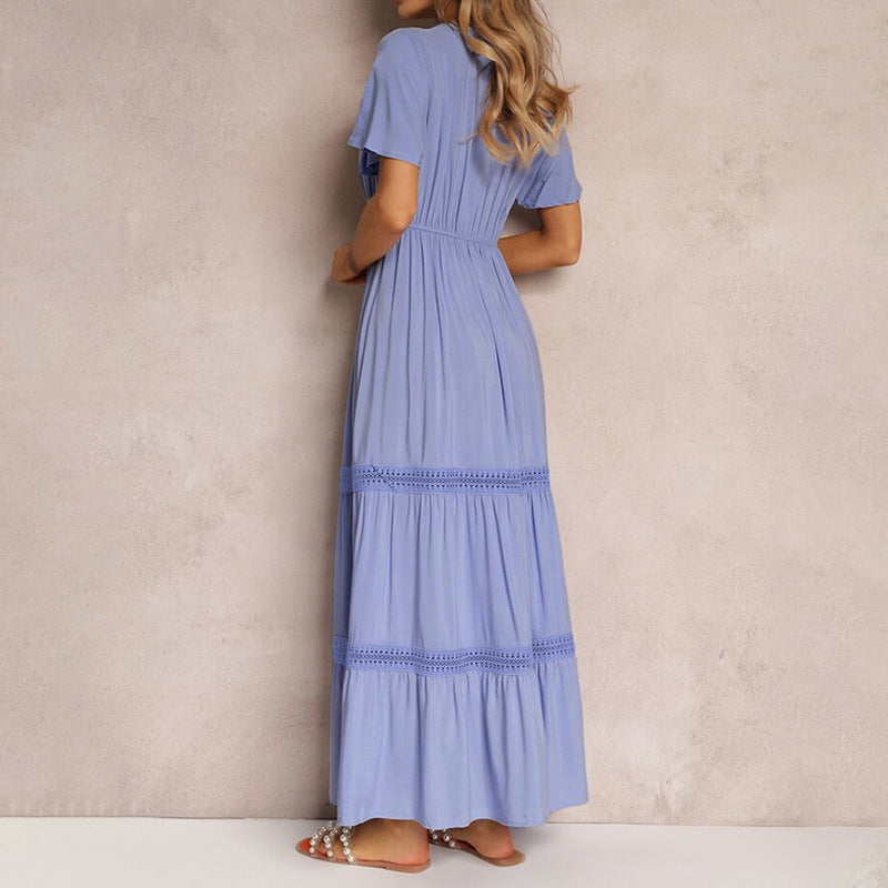 Damen Maxikleid Voluminöser Rock Luftige Ärmel Norvielle