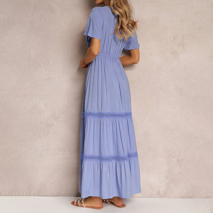 Damen Maxikleid Voluminöser Rock Luftige Ärmel Norvielle
