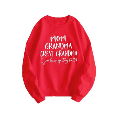 Damen Sweatshirt Kreativer Familienaufdruck Bequem Grün Norvielle