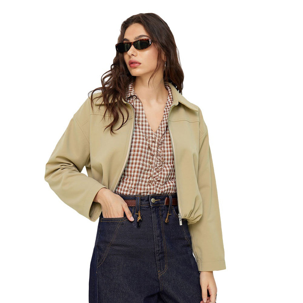 Damen Kurzjacke Elastisch Reißverschluss Norvielle