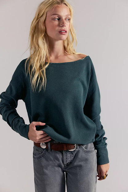 Damen Off-Shoulder Sweatshirt Norvielle Lässig