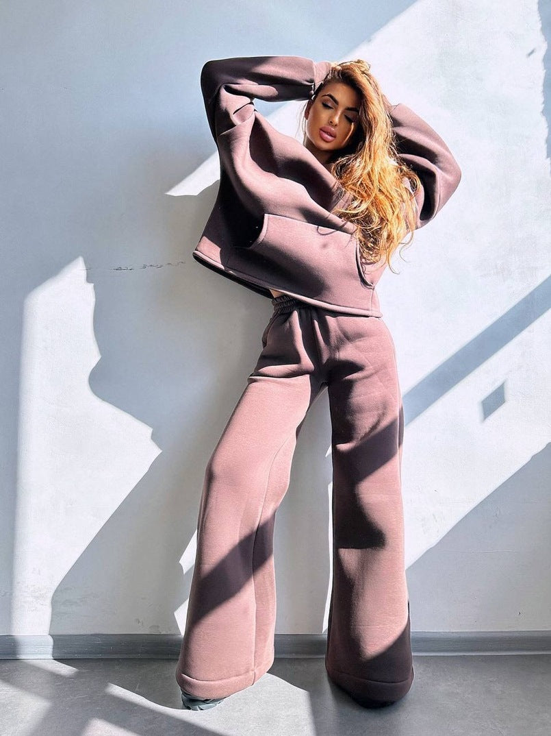 Damen Kapuzenpullover Set Weite Hose Norvielle