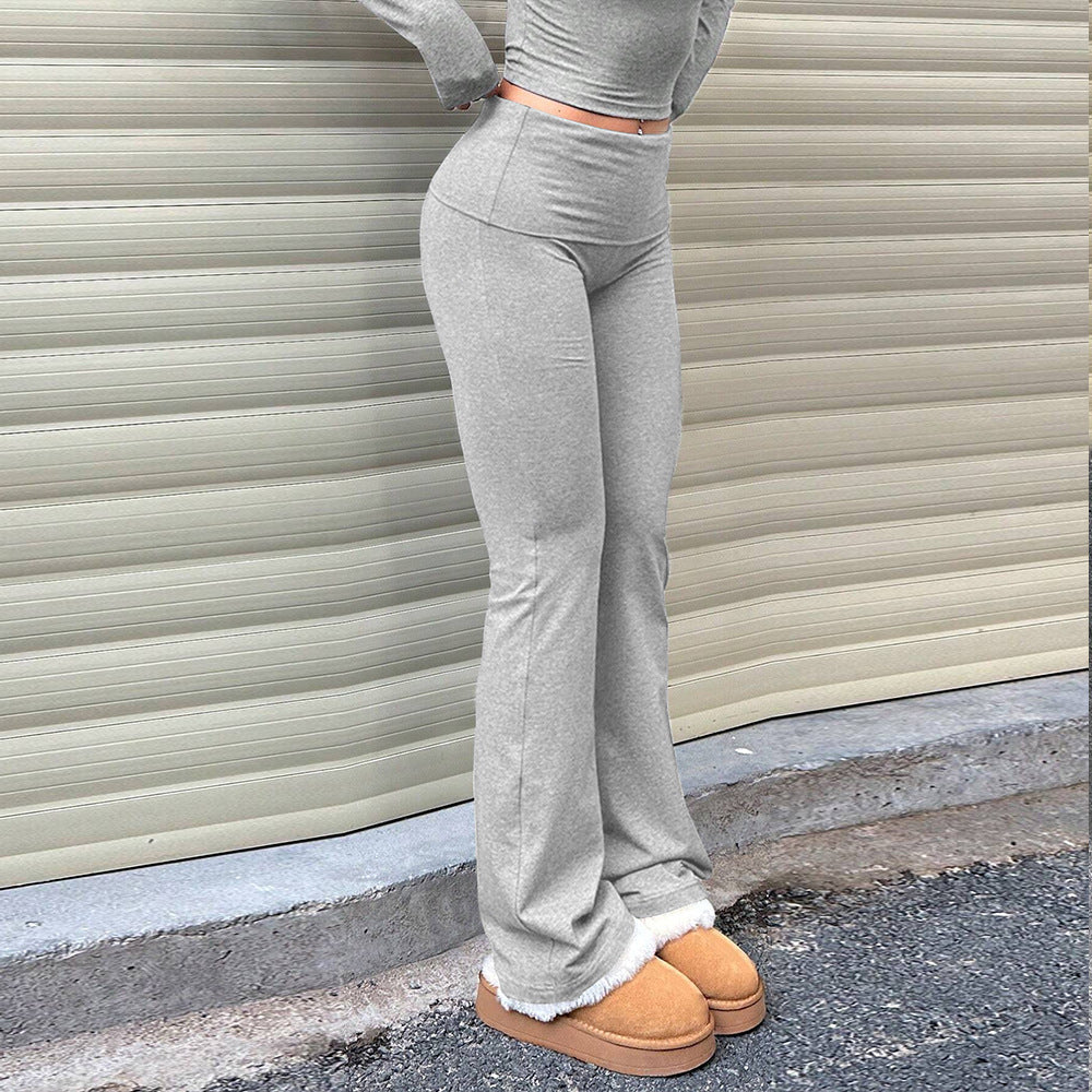Damen Loungehose Weiches Futter Eleganter Flared-Stil