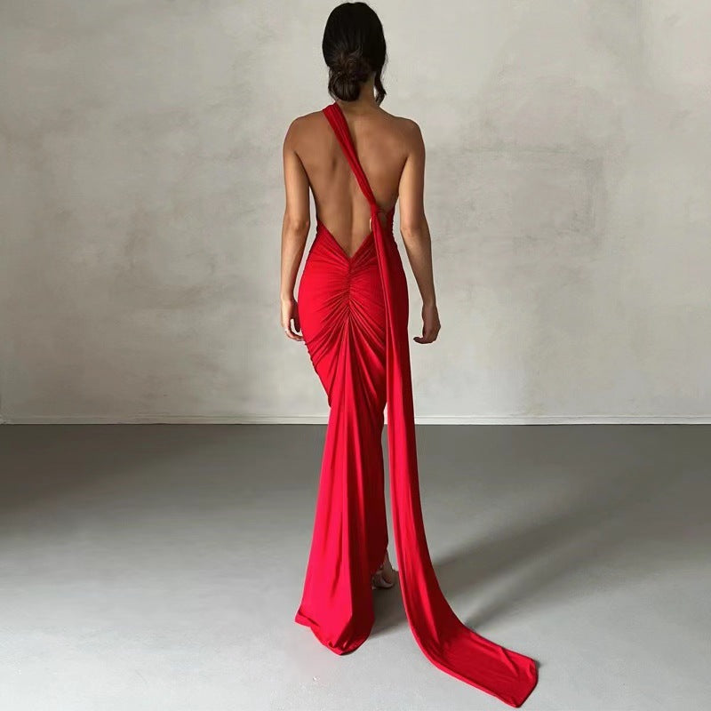 Damen Wickelkleid Asymmetrischer Saum Figurbetont Norvielle