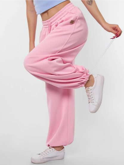 Damen Sweatpants Elastischer Bund Weite Beinpartie