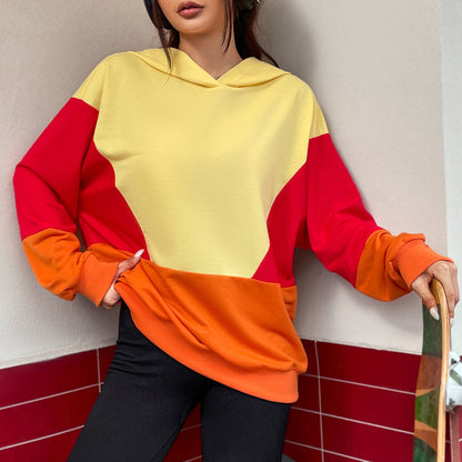 Damen Kapuzenpullover Bunt Farbblockdesign Norvielle