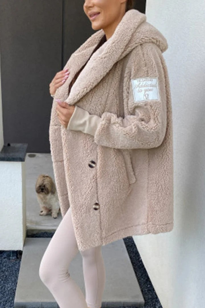 Damen Teddyfelljacke Klassischer Kragen Praktische Taschen Norvielle