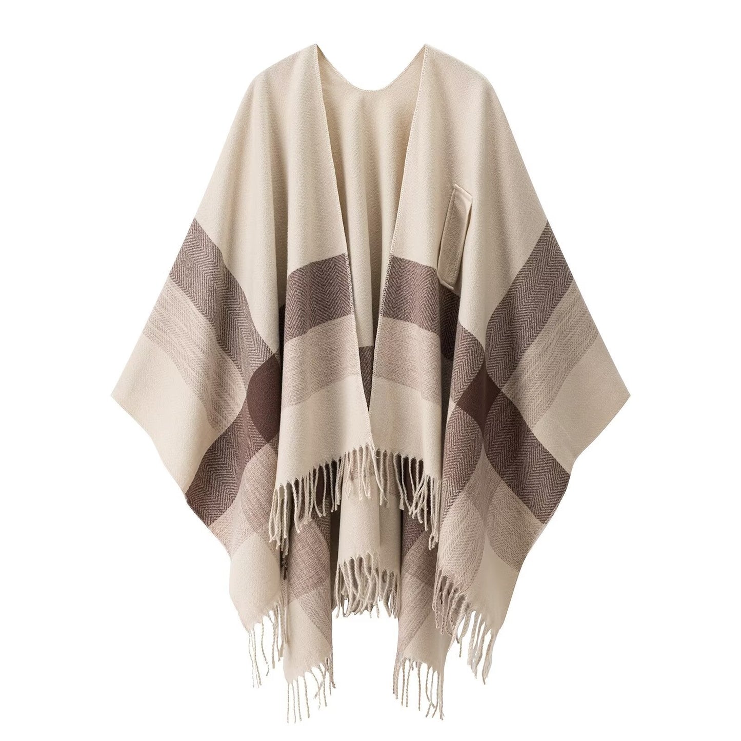 Damen Poncho Kuschelig Muster Norvielle