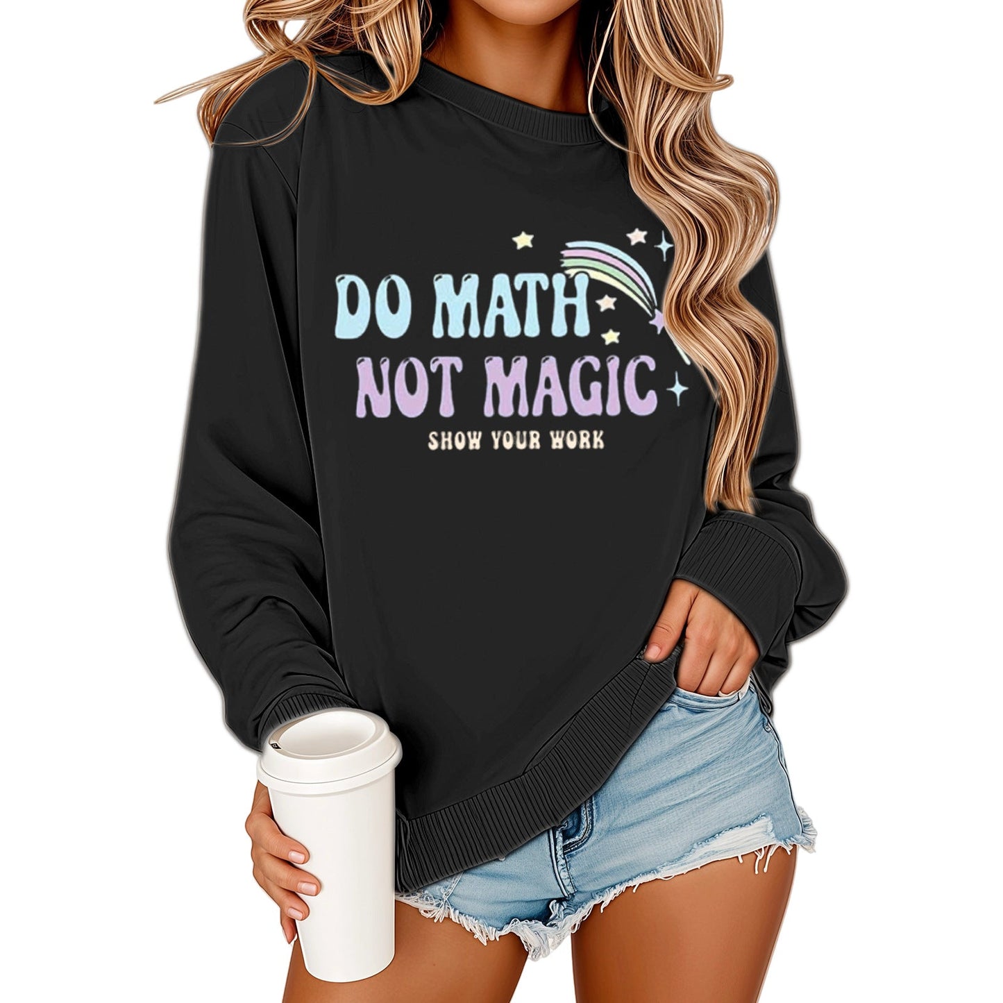 Damen Sweatshirt Mathematikdruck Lässig Beige Norvielle
