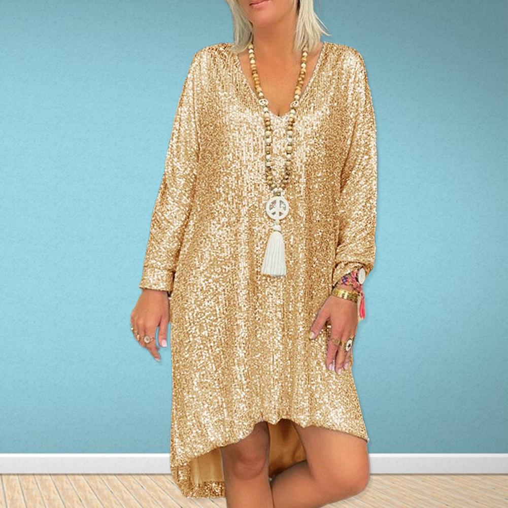 Damen Glitzerndes Kaftan-Kleid Lässiger Schnitt