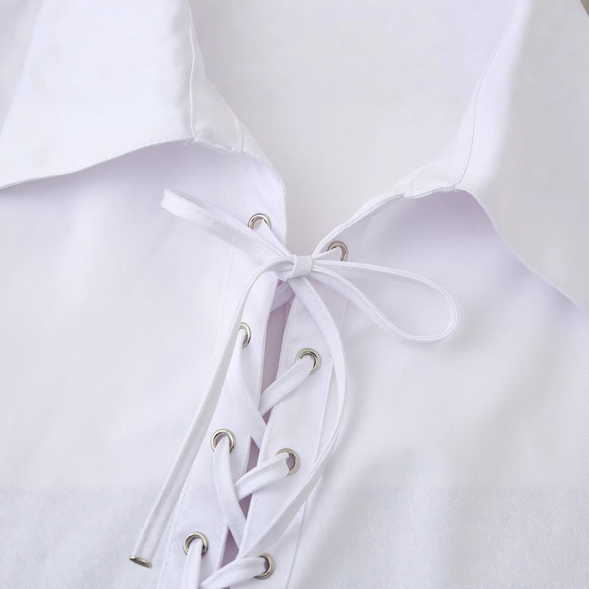 Damen Bluse Dekoratives Schnürdetail Norvielle