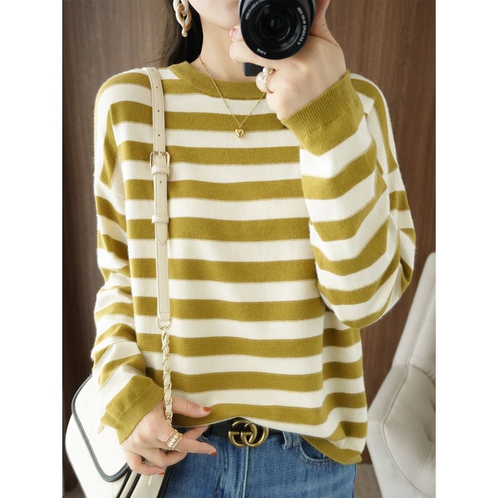 Damen Strickpullover Breite Streifen Norvielle