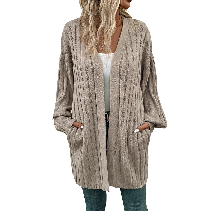 Damen Strickjacke Rippenmuster Locker Norvielle