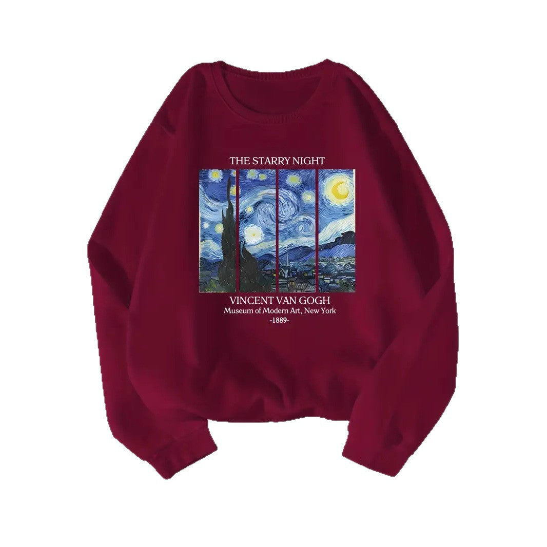 Damen Sweatshirt Van Gogh Kunstmotiv Baumwolle Norviele
