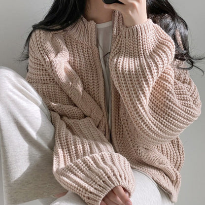 Damen Strickjacke Voluminöse Ärmel Modern Norvielle