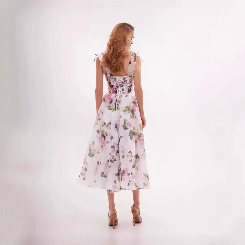 Damen Schulterfreies Blumenkleid Norvielle