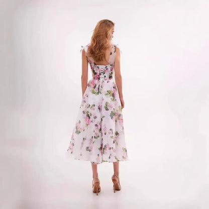 Damen Schulterfreies Blumenkleid Norvielle