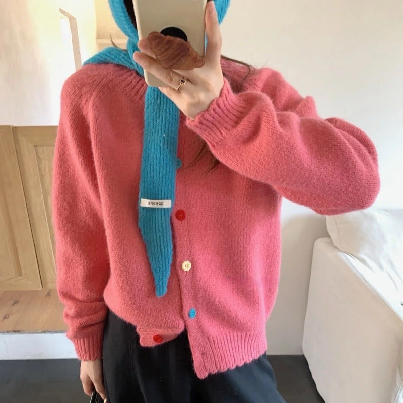 Damen Strickcardigan Bunt Lässiger Schnitt