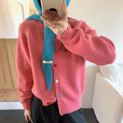 Damen Strickcardigan Bunt Lässiger Schnitt