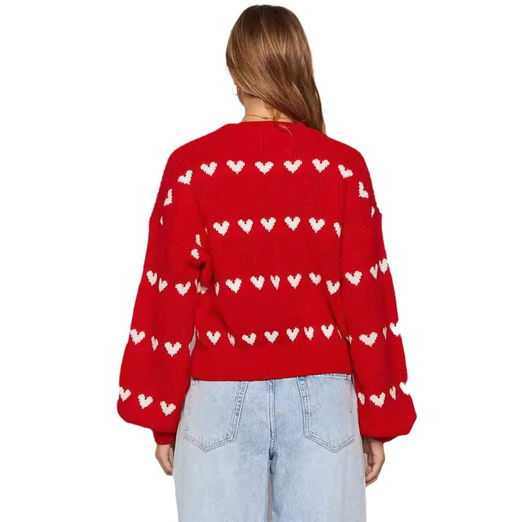 Damen Herzpullover Weiches Strickmuster Norvielle