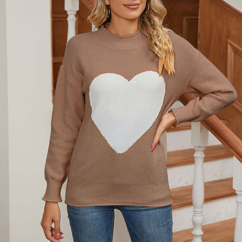Damen Pullover Herz-Print Norvielle