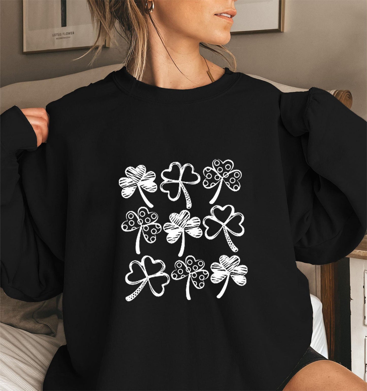 Damen Sweatshirt Kleeblatt-Motiv Norvielle