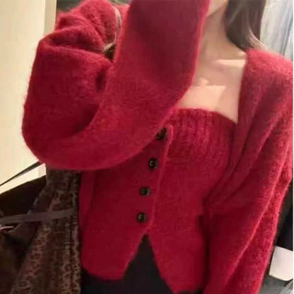 Damen Cardigan Offene Front Knöpfe Norvielle