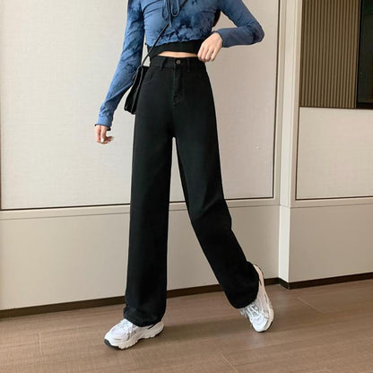 Damen Weite Denim-Hose Hochbund Norvielle