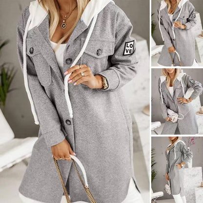 Damen Oversized Kapuzenjacke Norvielle mit Knopfdetails und Taschen - Norvielle