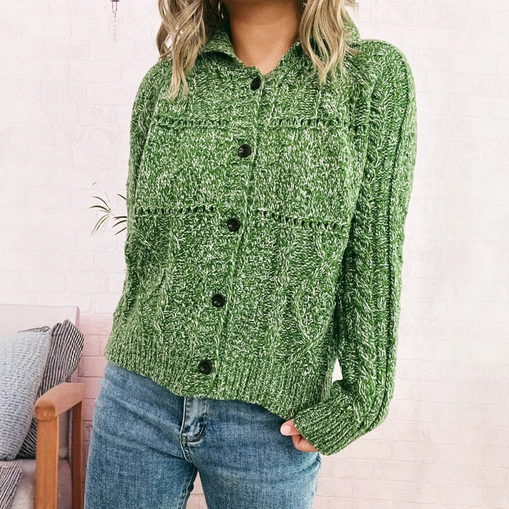 Damen Strickjacke Strukturiertes Zopfdesign Knopfverschluss Norvielle